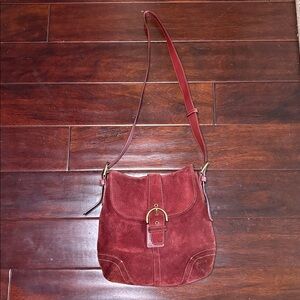 Vintage 2003 COACH Soho Suede Crossbody Bag – Burgundy/Maroon Y2K Rare